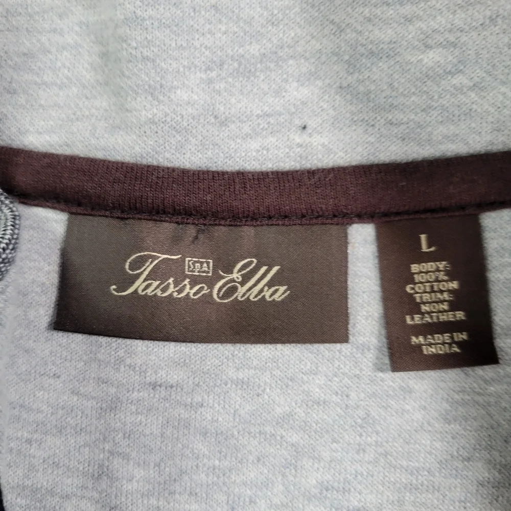 Tasso Elba SPA Mens LG Gray Pullover 100% Cotton EUC Golf Basic Preppy Timeless
